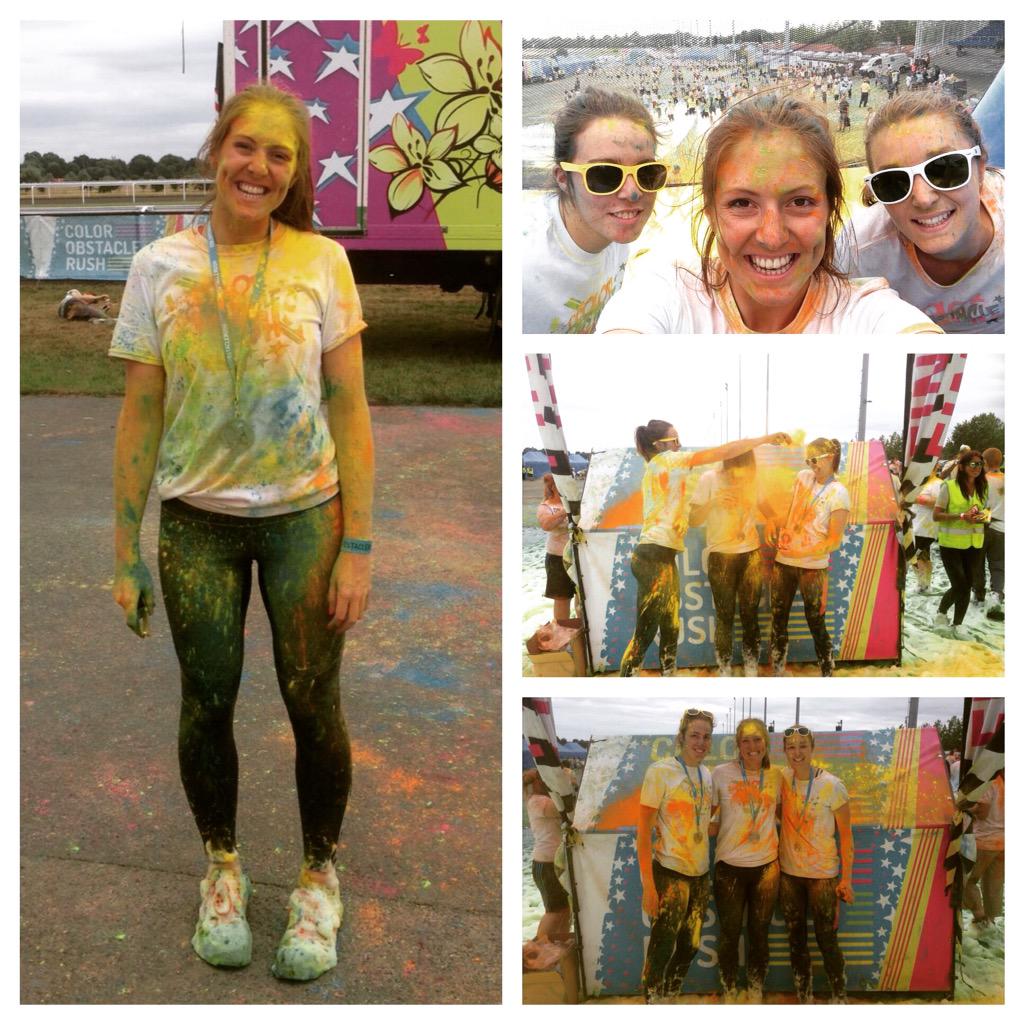 _katyhughes_'s tweet photo. Fun afternoon 5K run with @becky_gentle and @KtHarris94 #colourrun #paint #inflatableobstacles http://t.co/9sfYQGj3LB