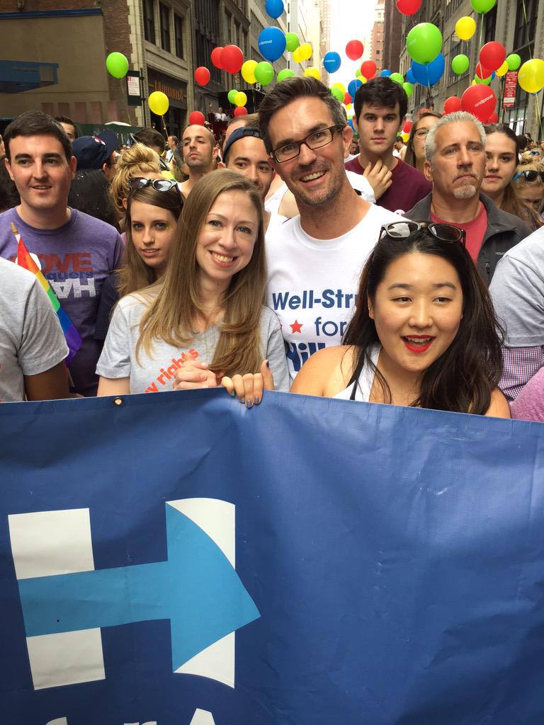 barilurie's tweet photo. #NYCPride2015 with @ChelseaClinton &amp; @jaremeymcmullin #LoveWins http://t.co/epK84pluLm