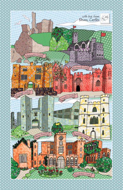 Devon castles tea towel by MollyMac are lovely places to visit #historyonyourdoorstep mollymacliving.co.uk/#!devon/crxy