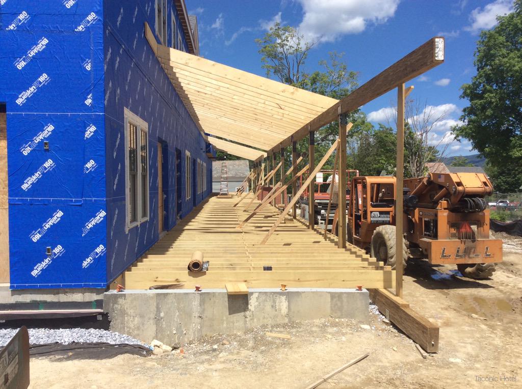 TaconicHotel's tweet photo. Building the veranda at Taconic #Hotel. • Manchester Village, Vermont http://t.co/JgGu6Ox99Z