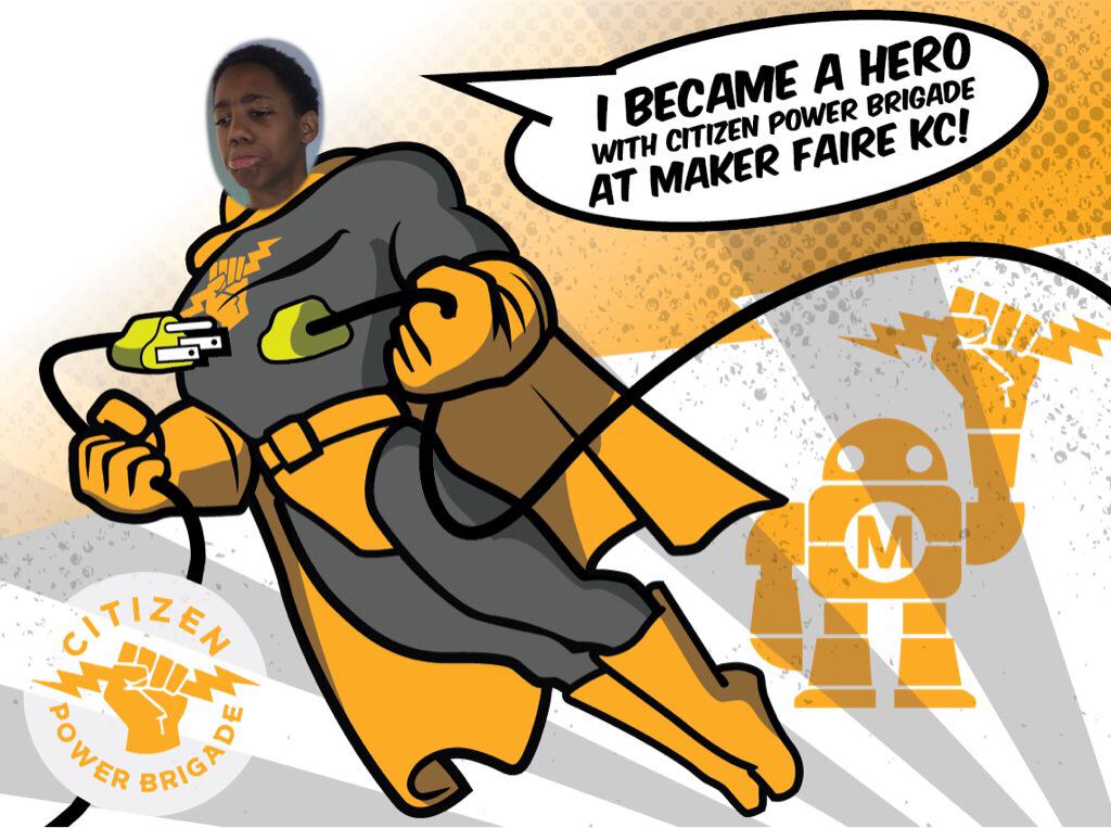 PowerBrigade's tweet image. Adarian became a #PowerHero at #MakerFaireKC!