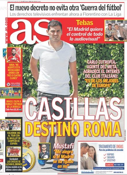 Misbalones's tweet photo. Después de 1semana hablando de la salida de Sergio Ramos. Mañana lunes se habla de la salida de Iker Casillas, Roma. http://t.co/DTGIrsZTQz