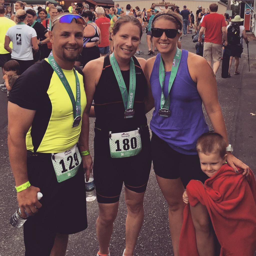 WSUECKara's tweet photo. Team B&amp;I at the finish line of the @BlackHillsTri! Great course w/ amazing staff, thankful for the experience 🏊🏽🚴🏽👣 http://t.co/CM7OwkYXt5