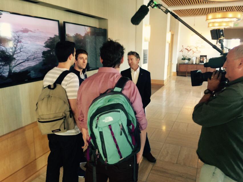 AnthonyNBCNews's tweet photo. Victory for #HackforRand #HackAThon winners is meeting @RandPaul in Monterey to discuss their app http://t.co/8VNWD8TeXo