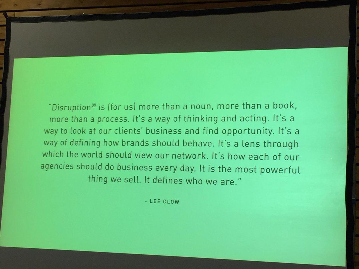 Disruption back at the core of TBWA. See what Lee Clow states...