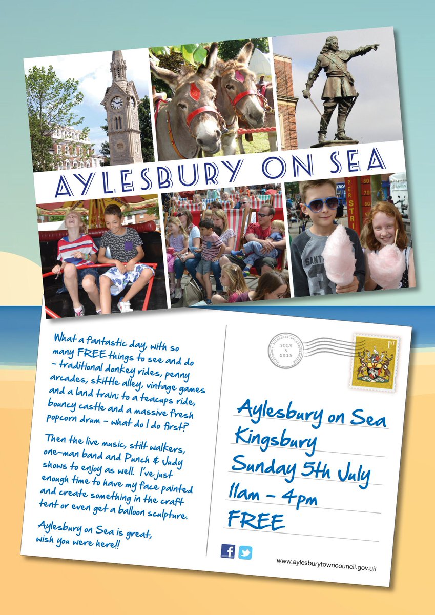 aylesburytc's tweet image. Hello sunshine.  Time to plan a trip to Aylesbury on Sea, Sun 5 July #AoS2015 facebook.com/events/4549787…
