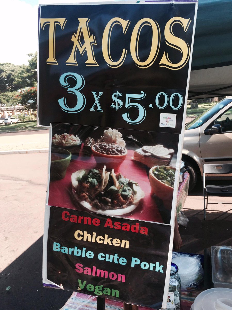 Food vendor in front of Maui Brewing in Kihei this afternoon.  Loved the pork tacos.