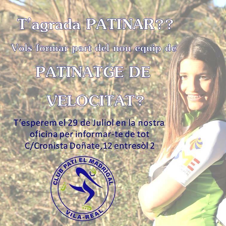 CPatielMadrigal's tweet photo. Vols formar part del nou equip de #patinatgedevelocitat ?? @SMEVILAREAL @ajvila @VilarealRadio @CPatielMadrigal http://t.co/QGjSvcJFbr