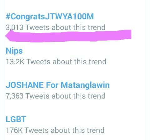 sanjosesbb's tweet photo. TRENDING NOW NATIONWIDE #CongratsJTWYA100M @lizasoberano @itsenriquegil @StarCinema @TATAKLizQuen @kathrinavs http://t.co/QHeidqzcIJ