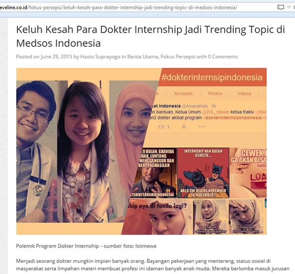 HastoSuprayogo's tweet photo. Keluh Dokter Internship Jadi Trending Topic di Medsos
#dokterinternsipindonesia http://t.co/aOikkdrklU @EvelineNews http://t.co/SKDtI7Qvjn