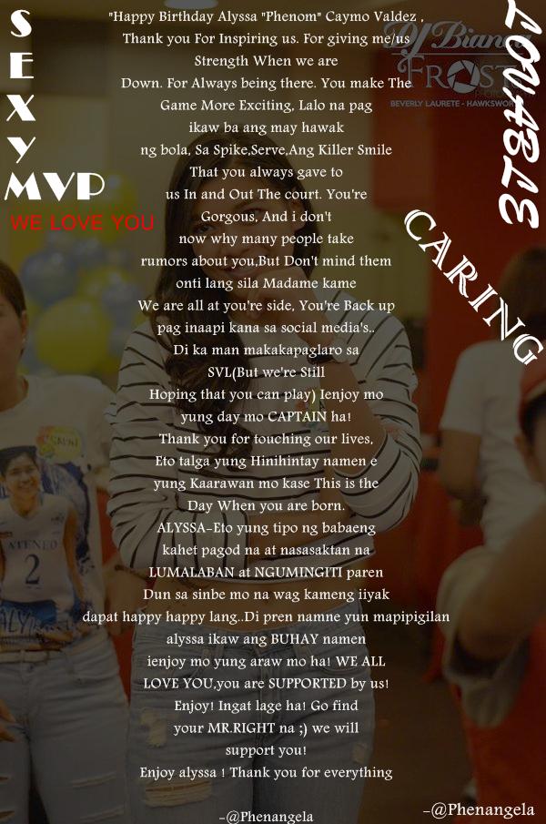 PhenAngela's tweet photo. Happy birthday @AlyssaValdez2 sana mabasa mo to ate , We love you :) http://t.co/WR6r4j2jz1