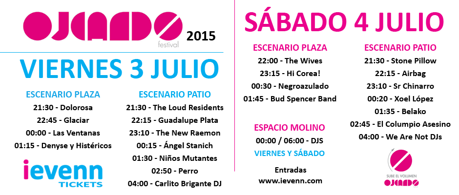 ievenn's tweet image. Entradas @OjeandoFestival : ievenn.com/musica/ojeando…. Abono 3 y 4 julio. #OF2015 #ojeando #Malaga #festival