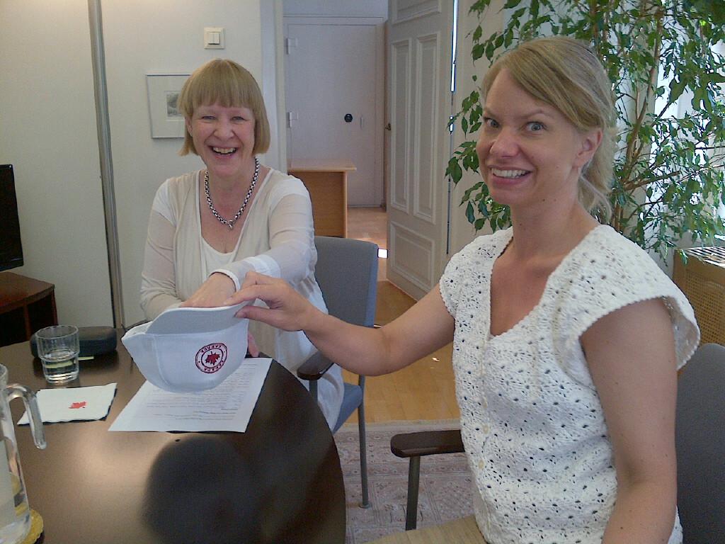 CanEmbFinland's tweet photo. Elina Kouti-Halinen from @Icelandair drawing the winner of the #CanadaDayParty raffle - announced on July 1! http://t.co/8WpOiOIp6x