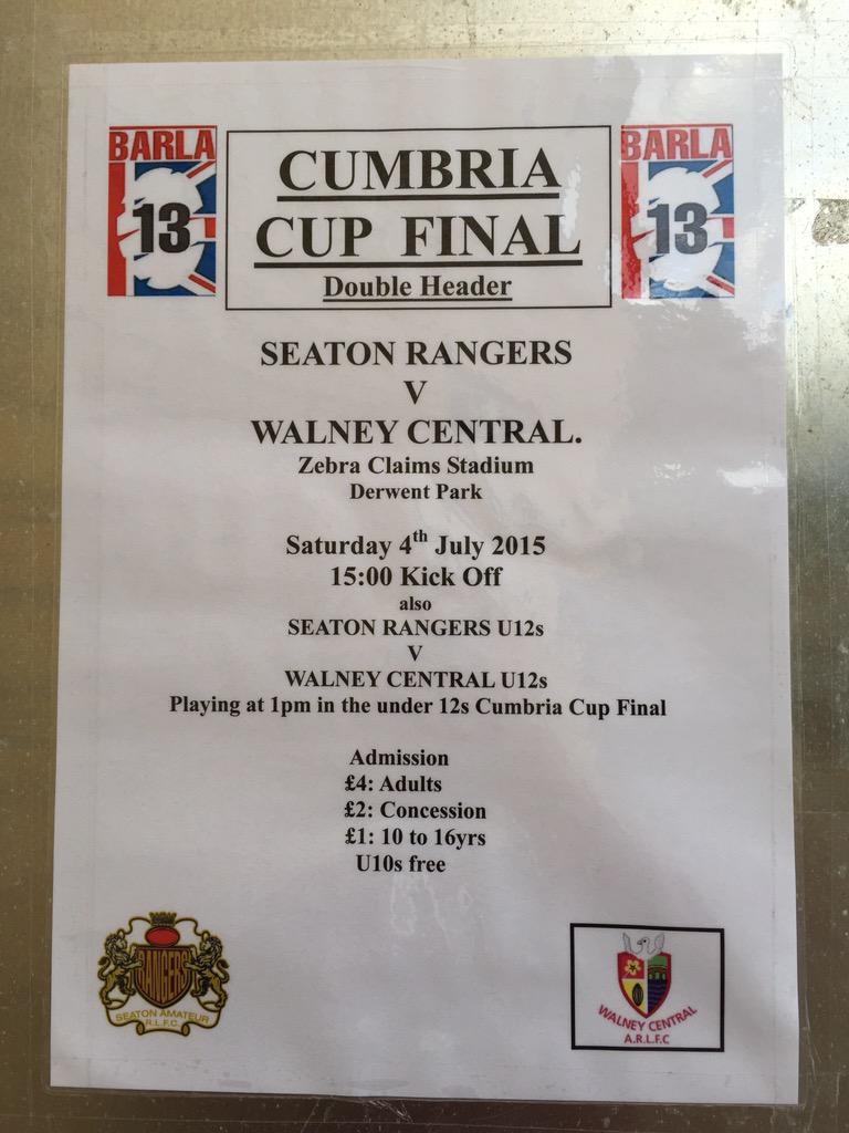 Let's get a huge crowd to the barla cumbria cup final double header this week. Please retweet