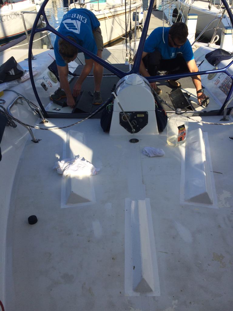 Farr40Komodo's tweet photo. @cougarIIracing we liked yours so much we thought we would follow your lead #deckgrip @SGCYachtRace http://t.co/jv3zrjIYIG