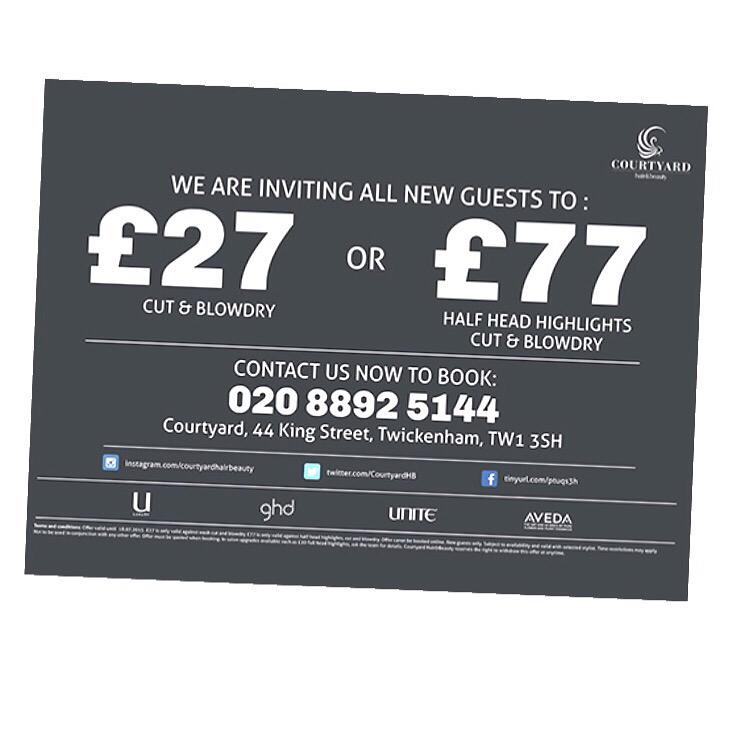 CourtyardHB's tweet photo. Call us now and book in your appointments #Twickenham #RichmondUponThames #hairstyles #bloggers #beautifulhair http://t.co/0FLIhF2QBc