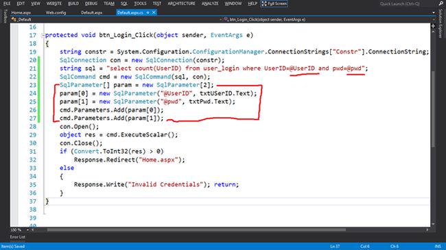 DotNet_Hub's tweet image. Using #Parameterized Query to avoid #SQLInjection | #DotNetHub
 ow.ly/OVGD1