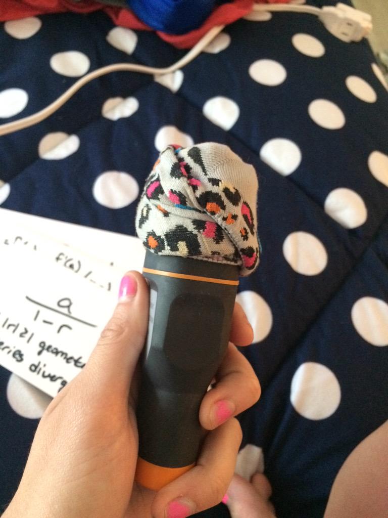 Pinkies_Gaming's tweet photo. I just realized @Foxtrot44 uses a sock as a pop filter like I do :D #greatmindsthinkalike #SockFilter ๐ http://t.co/vxuvSeG2UU