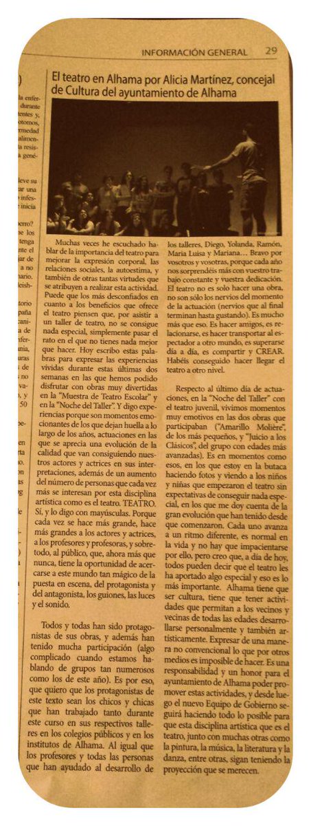 Artículo de Alicia Martínez esta semana en <a href="/InfoLineaAlhama/">Toni López Rubio</a>