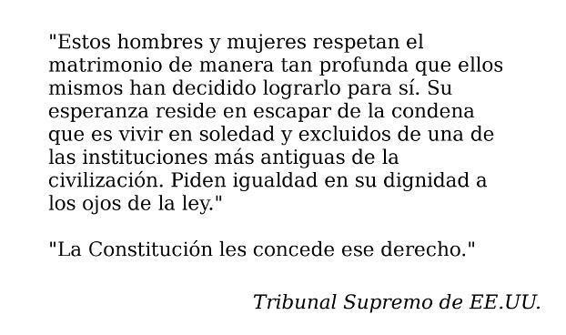 Un fragmento de la sentencia del Supremo de EEUU sobre el matrimonio gay...