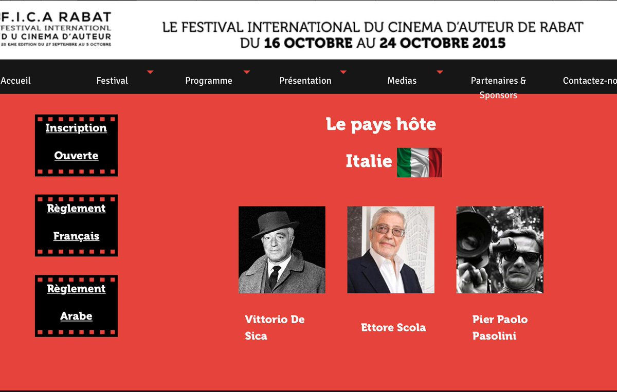 RabatFest's tweet photo. Site internet du Festival International du Cinéma d'Auteur de Rabat. 

موقع المهرجان الدولي لسينما المؤلف الرباط. http://t.co/gJTPLHpsx8