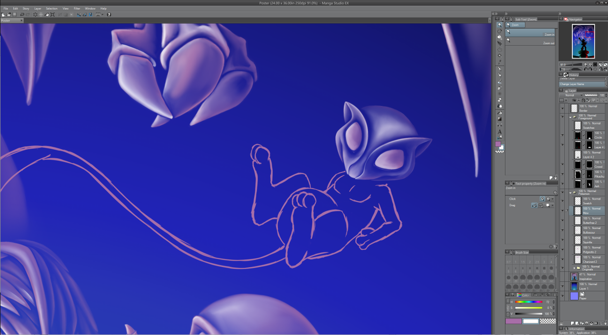 FPArtistry's tweet photo. I honestly don't have any idea where I'm going after the initial sketch. My iteration of Mew has begun! #Pokemon http://t.co/WOQPvNdT2u