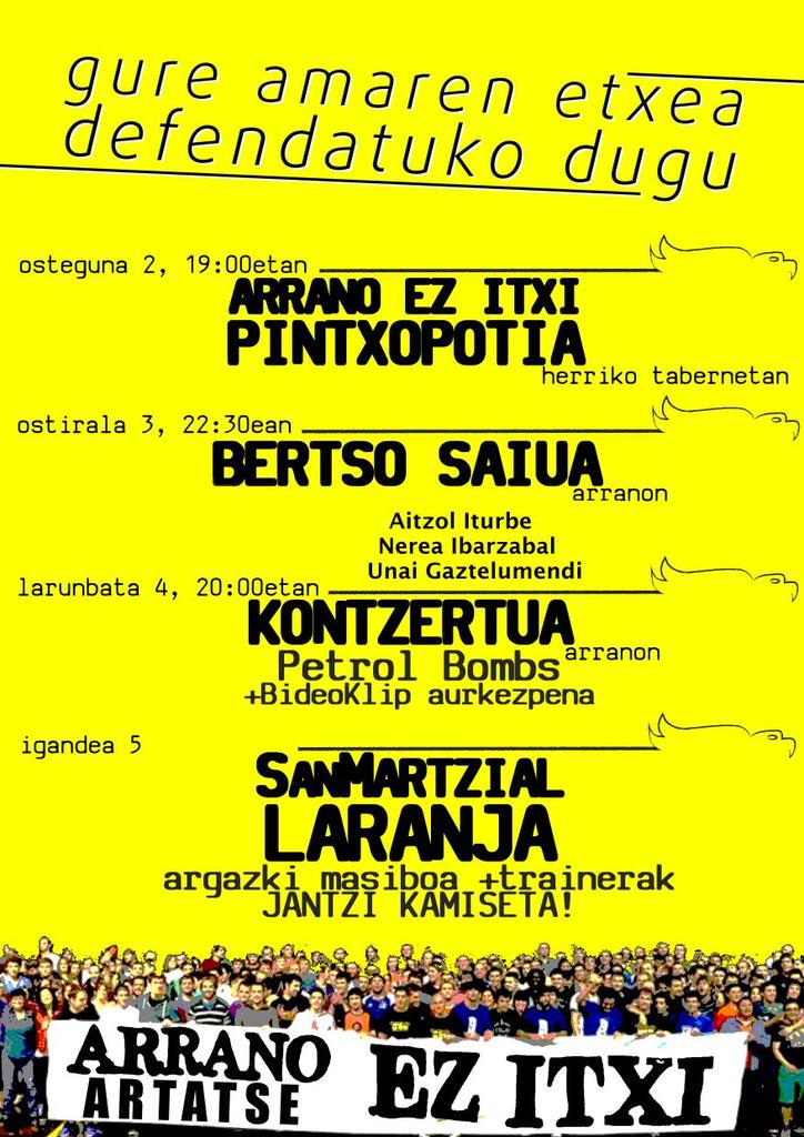 Badator Samartzial ta badatoz Arrano ta Artatsen aldeko ekitaldixak
Ondo pasau ta #ezahaztu #ArranoZabalik