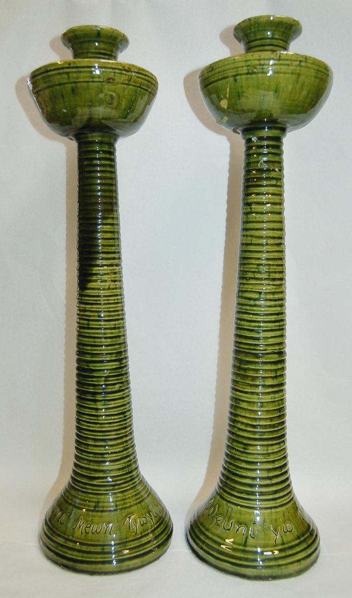 SF_Conservation's tweet photo. A pair of 1910 Ewenny candlesticks due to go on display in the Gweithdy gallery #makinghistory ,cleaning in progress! http://t.co/4YspgEEQS9