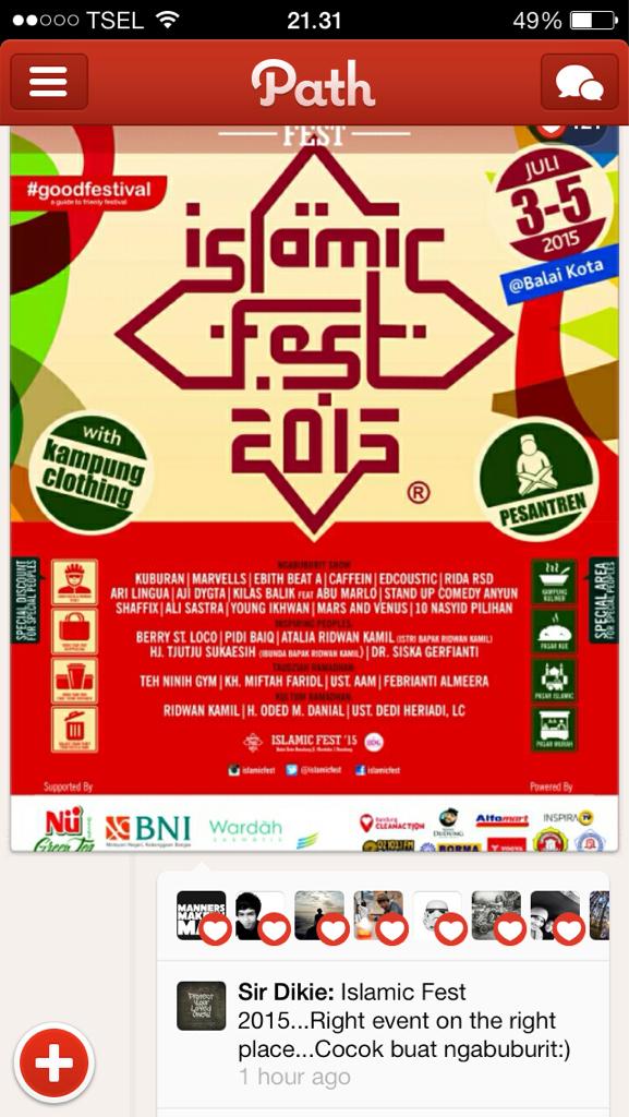 islamicfest's tweet photo. sudah mulai rame nih di path ... @hannyrava @raoulrommyrava @eatup2014 @BDGcleanaction http://t.co/KP1DARBcCX