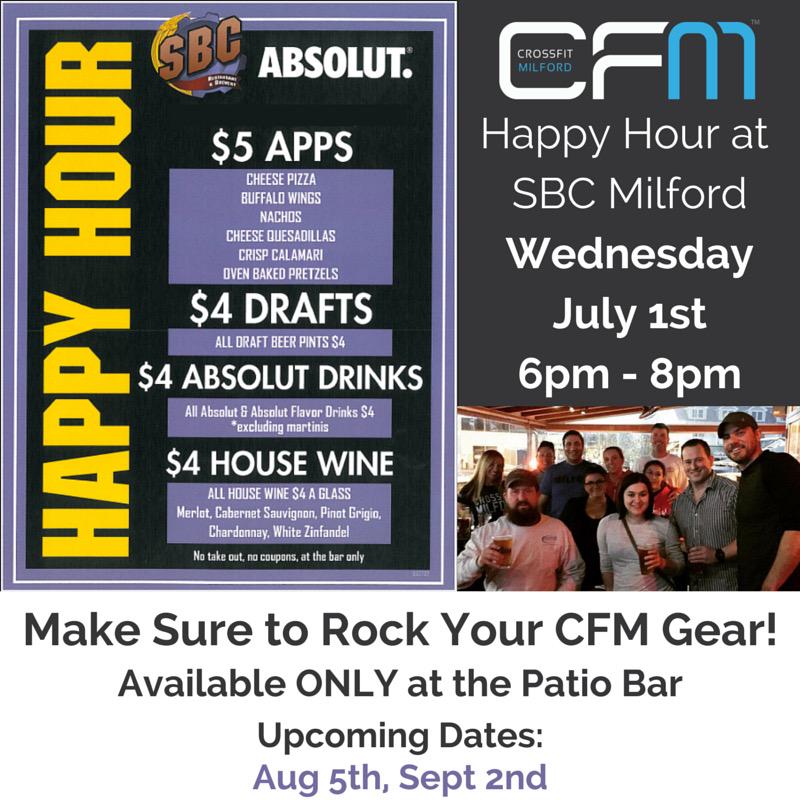 CFMilford's tweet photo. Don't forget...CFM Happy Hour is this Wednesday from 6-8pm at SBC Milford! Celebrate July 4th!  #CFMilford #HappyHour http://t.co/ELHqw4GEkj