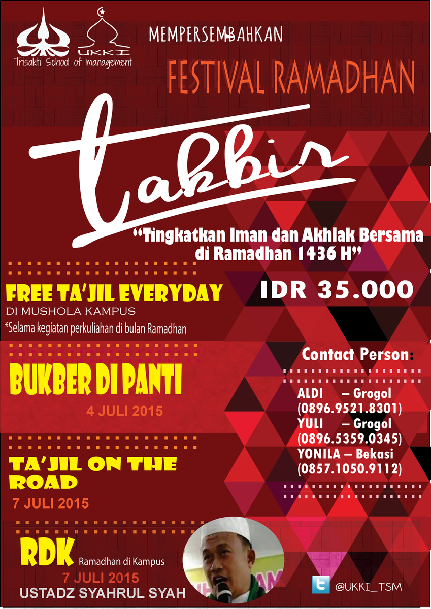 fesramtsm's tweet photo. Ta'jil Everyday dimulai sejak Ramadhan hari pertama dan in sya Allah selama kegiatan perkuliahan di Ramadhan. http://t.co/OtaBuxV6GD