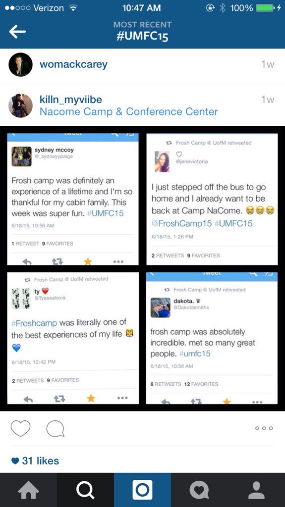 frosh_camp's tweet photo. Exactly 2 weeks until #FCJuly! Check out some posts from counselors and students about their experience! #UMFC15 http://t.co/GAIBSADBqk