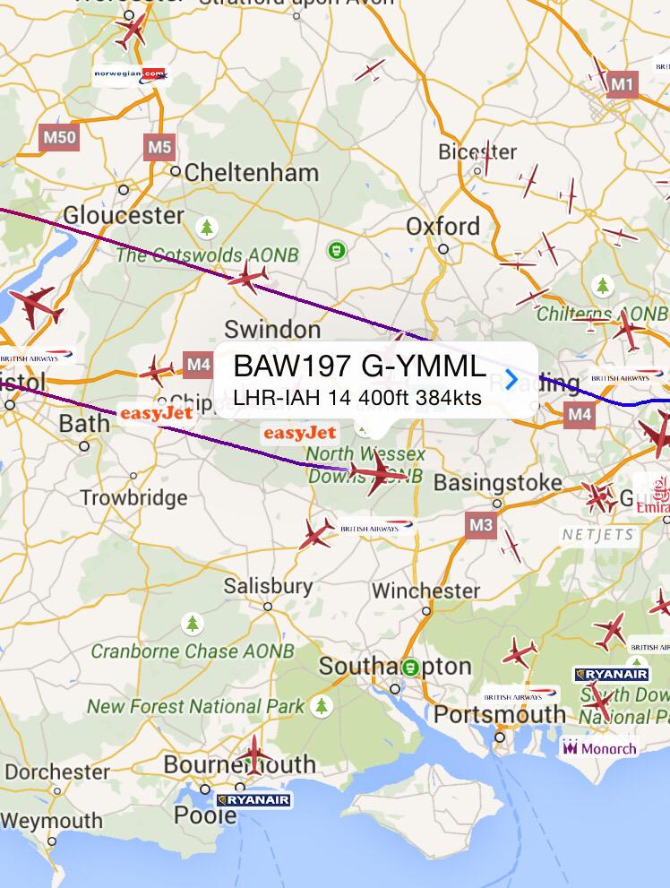 LIVE British Airways BA197 to Houston is returning to London Heathrow
