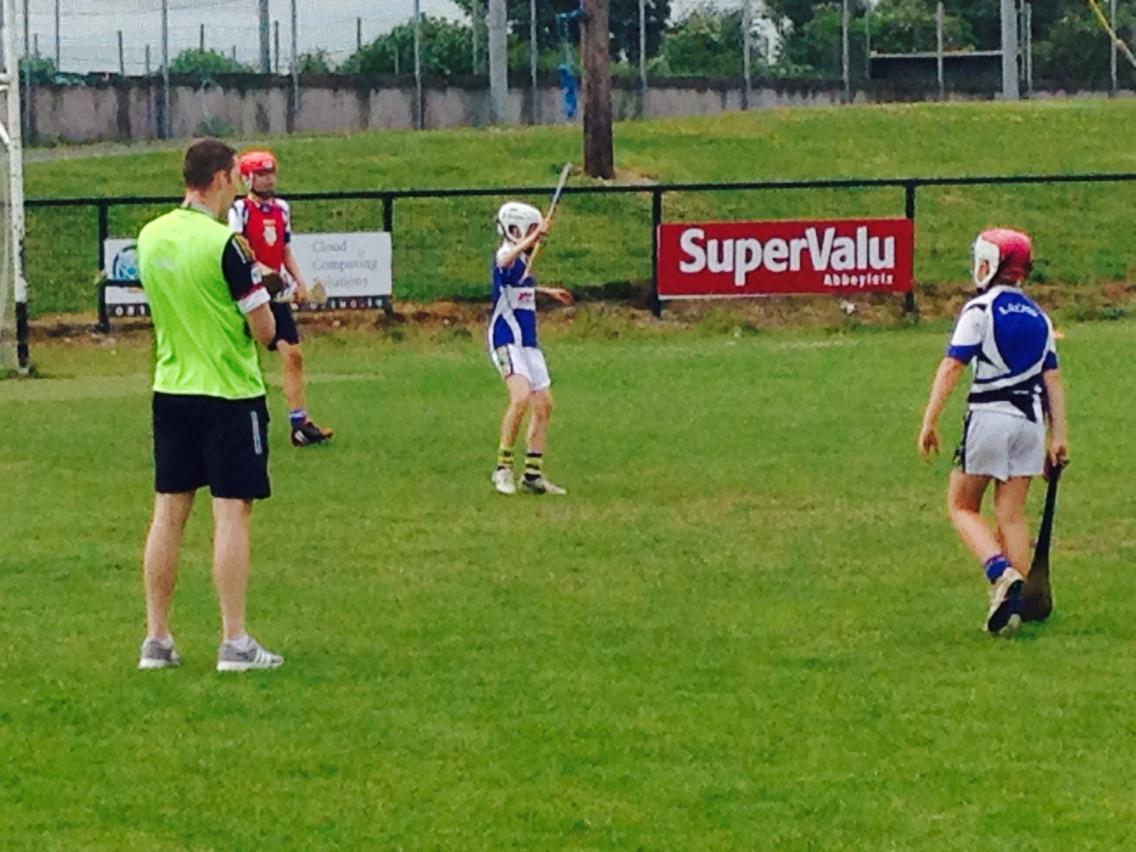 Laois senior star Picky Maher oversees the action with the older boys group at Abbeleix Cul Camp today. <a href="/CLGLaois/">Laois GAA</a>