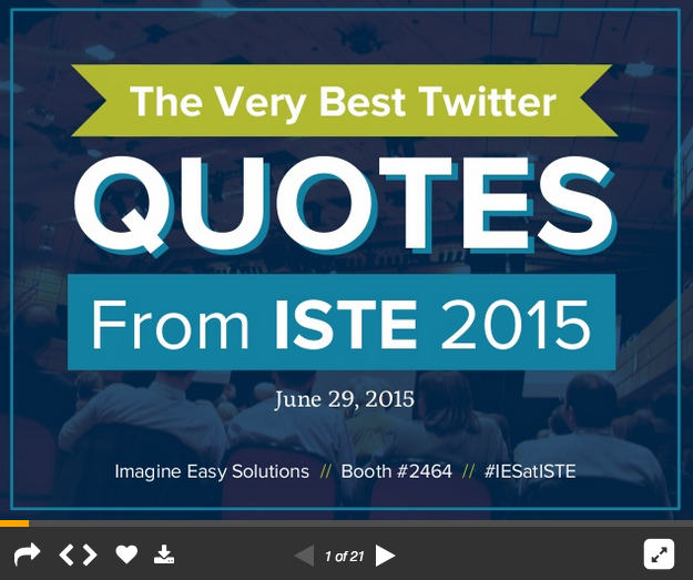 EasyBib's tweet photo. We compiled the best tweets from #ISTE2015 day 1: http://t.co/UN2jJn2uor cc: @techie_teach @soulfirestudio #IESatISTE http://t.co/HVYr26PCMO
