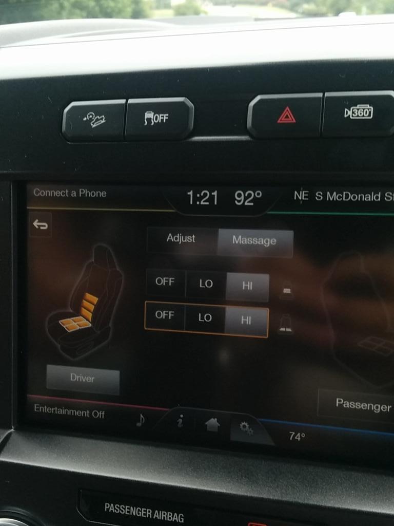 CreativeNotice's tweet photo. Whaaaat, the @ford #F150 King Ranch has seat massage. #crazycomfort #FordTX http://t.co/1LeiUcg3KJ
