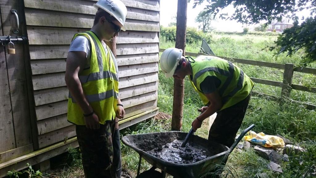 TAS4L's tweet photo. Richard and Ben hard at work at #escombprimary #AdventureForest they are students of @bishopcollege and #Darlington http://t.co/KhzlMduvqn
