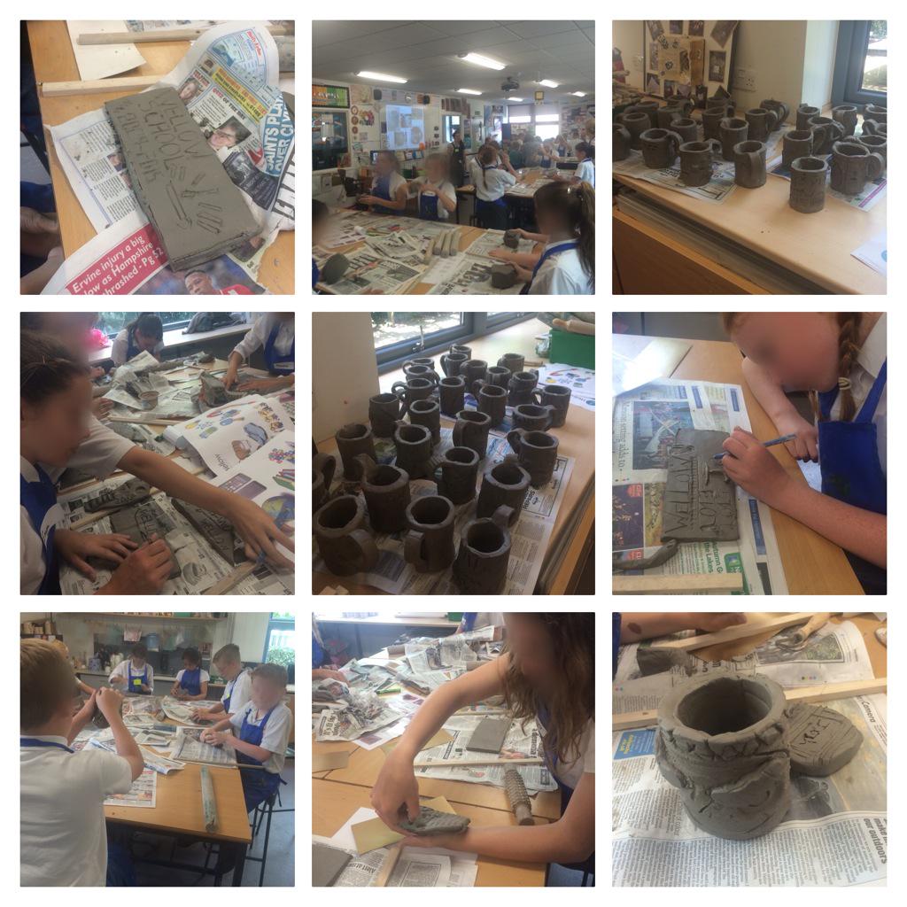 A fab day working with <a href="/KarenwMead/">karen mead</a>  delivering a clay mug workshop to yr6 students from Wellow. #ks2 #creativity