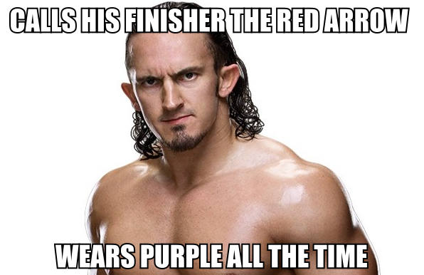 MattTechnique23's tweet photo. Calls his finisher #TheRedArrow. Wears purple all the time.. 😉
#WWE #RAW @WWENeville (Credit to owner) http://t.co/ou5DAqrS1e