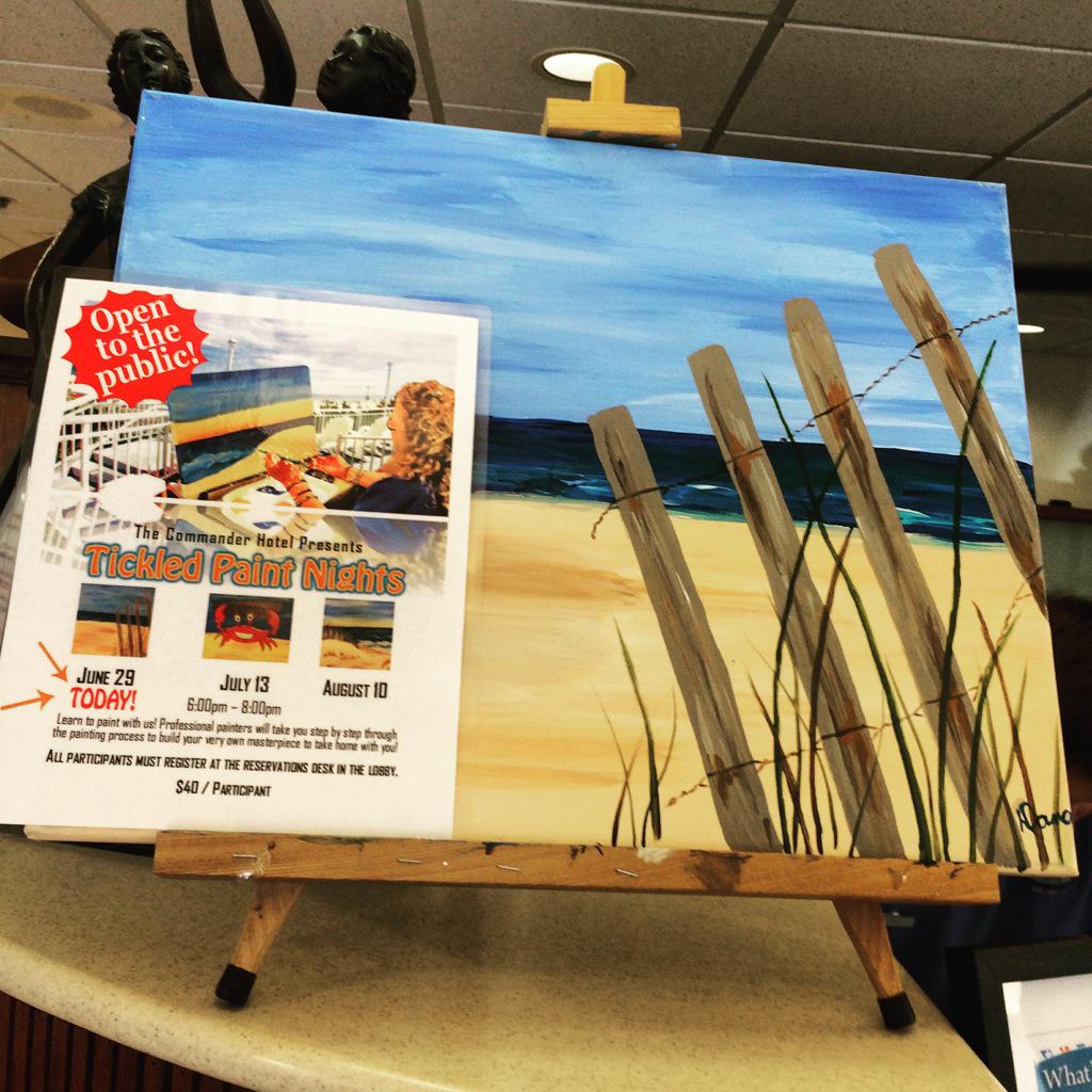 Commander_Hotel's tweet photo. Spots are still left to create an #OCMD tonight at Paint Night, 6-8pm! Call or stop by the front desk to sign up 🎨🌊 http://t.co/ZOgJwaaNDz