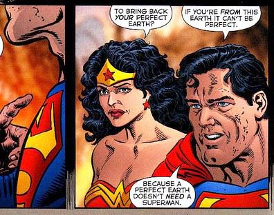 "<a href="/SuperheroMethod/">The Superhero Method</a>: "Because a perfect Earth doesn't need a Superman." Great panel from DC's #InfiniteCrisis "