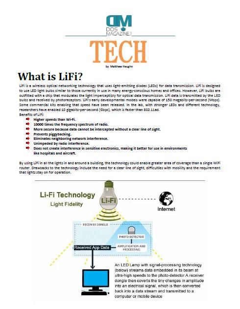 DOSmagazine's tweet image. #TECH May 2015 (#PRINT),
VOL.3, No.5, SERIAL #23: 
page 24 #LiFi
