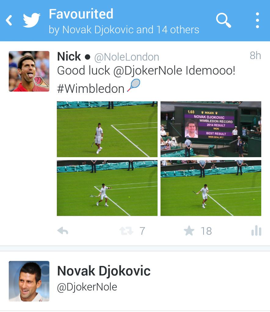 NoleLondon's tweet photo. Thank u Nole for taking time to acknowledge your nolefam. So great to see u open the centre court again ๐ #Wimbledon http://t.co/yctJPnBvOl