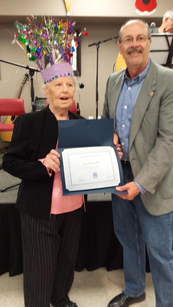 OromoctoM's tweet photo. With Mary Desgroseilliers's 80th birthday party at the Oromocto Legion Branch 93 http://t.co/KzJwsre1i9
