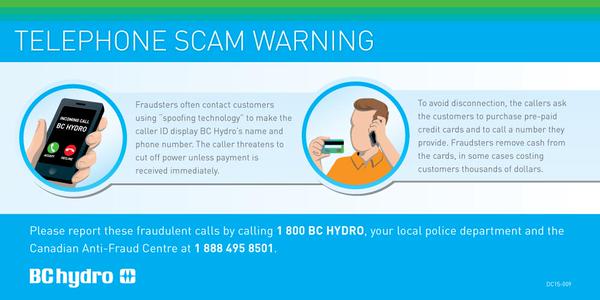Warning: phone scam continues to target BC Hydro customers: ow.ly/OWQSS