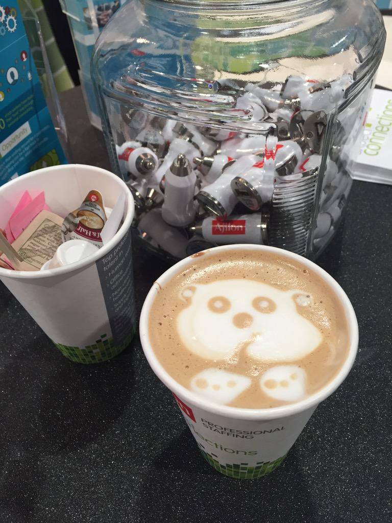 DebSekAjilon's tweet photo. Special "artsy" latte's at #shrm15 - booth 3108! Come by!! @ajilon http://t.co/Xxc5Js7c2Q