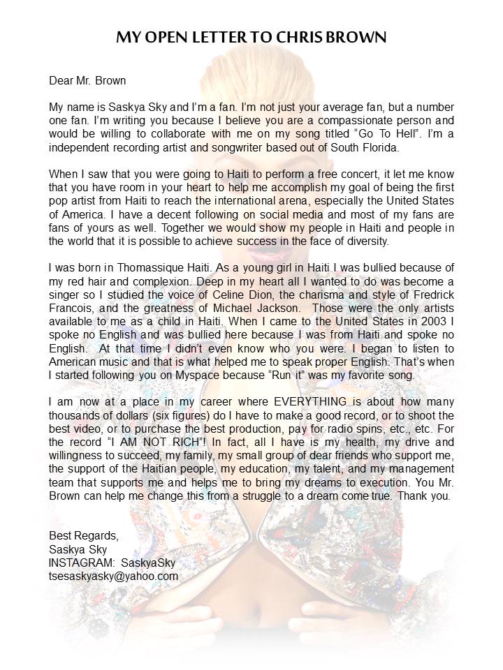 SASKYAFANS's tweet image. #OPENLETTER to #CHRISBROWN from #SaskyaSky @chrisbrown @SaskyaSky @Nitevision_Mgmt #RT #Repost #TeamHaiti #Haiti