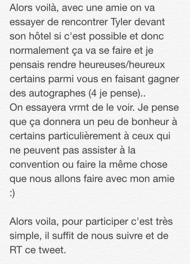 TylerHoechlinFR's tweet photo. 🚨🎉#SURPRISE TENTE DE GAGNER UN AUTOGRAPHE DE TYLER : FOLLOW NOUS + RT CE TWEET + LIRE CE QU'IL Y A EN DESSOUS 🎉🚨 http://t.co/C6GQLsd0nc