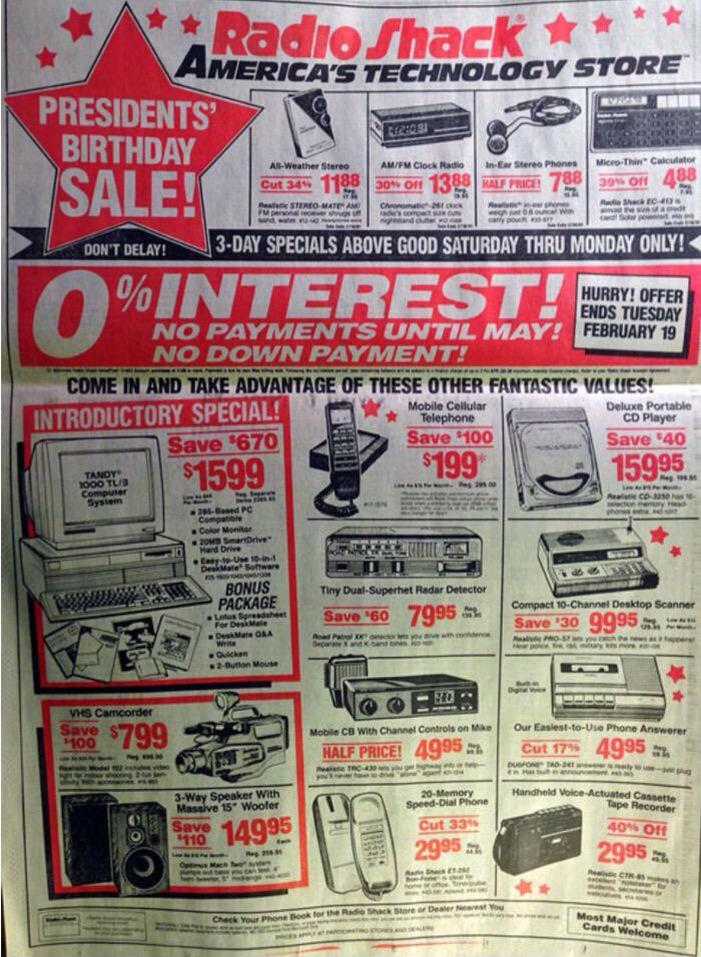 education_geek's tweet photo. If you have a smartphone, you've got everything in this 1991 Radio Shack ad...in your pocket! #ISTE2015 #edchat http://t.co/Fa14VlGyv7