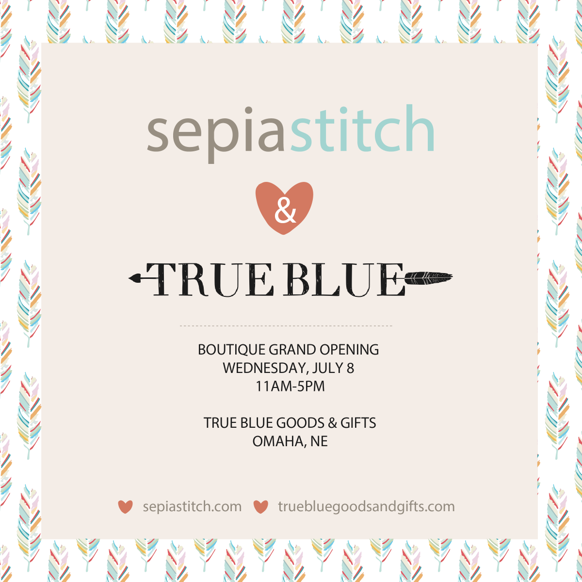 sepiastitch's tweet photo. #sepiastitch is coming to stores on July 8!! True Blue Goods &amp; Gifts in sunny Omaha, that is. #trueblue #shoplocal http://t.co/onE9QagvFc